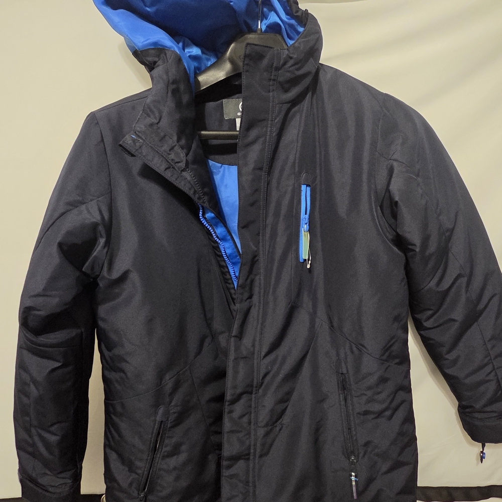 New Champion Navy Kid Raincoat Puffer Black and Blue Jacket